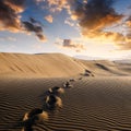 Footprints on sand in the desert Royalty Free Stock Photo