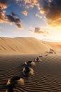 Footprints on sand in the desert Royalty Free Stock Photo