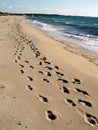 Footprints in a sand dune Royalty Free Stock Photo