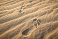 Footprints on sand dune. Death Valley.