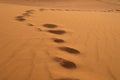 Footprints on sand dune in Rub 'al Khali, United Arab Emirates Royalty Free Stock Photo