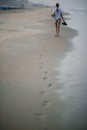 footprints in the sand for the girl Royalty Free Stock Photo