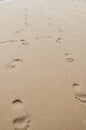 Footprints in the sand of Ipanema beach. Royalty Free Stock Photo