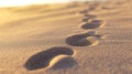 Footprints in the sand leading into the distance on a sunny beach vacation scene Royalty Free Stock Photo