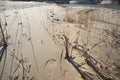 Footprints in the sand. A lot of sand. Desert landscape. Royalty Free Stock Photo