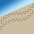 footprints sand sea. Summer vacation. Vector illustration. Royalty Free Stock Photo