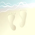 Footprints in the sand vector illustration summer