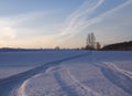 Footprints in the sky and snow Royalty Free Stock Photo