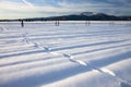 Footprints in the snow. Royalty Free Stock Photo