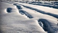 Footprints from snow boots leave a trail on a fresh