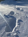 Footprints in the snow. Footprint in the fresh snow Royalty Free Stock Photo