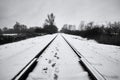 Railroad tracks in winter Royalty Free Stock Photo