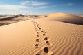 Footprints tell tales natures imprints on a tranquil sand dune Royalty Free Stock Photo