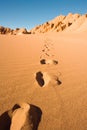 Footprints at Valle de la Muerte in the Atacama Desert Royalty Free Stock Photo