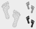 Footprints Vector Mesh Network Model and Triangle Mosaic Icon