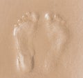 Footprints on wet brown clay Royalty Free Stock Photo