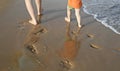 Footprints in wet sand Royalty Free Stock Photo