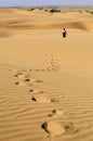 Footprints of a young boy on Sand dunes, SAM dunes of Thar Deser Royalty Free Stock Photo