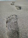 Footstep in black sand Petanahan Beach Kebumen Indonesia Royalty Free Stock Photo