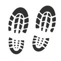 Footstep black silhouette, bootprint isolated on white background. Grunge track, symbol cartoon style. Royalty Free Stock Photo