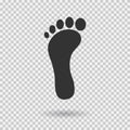 Footstep icon. Vector footprint. Flat style. Illustration with shadown