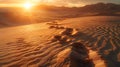 Footstep on the Sahara desert with Beautiful sunset over the sand dunes AI generated Royalty Free Stock Photo