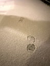 Footstep in the snow takes you to the future Royalty Free Stock Photo