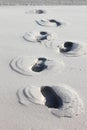 Footsteps on the Ameland Island Beach, Holland Royalty Free Stock Photo