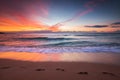 Footsteps on the beach sand, sea  sunrise Royalty Free Stock Photo