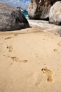 Footsteps on the beach of Tortola Island