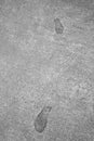 Footsteps Footprints Frozen in Hard Concrete Cement