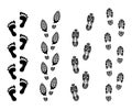 Footsteps isolate on white background. Footprint symbols vector illustrations set Royalty Free Stock Photo