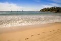 Footsteps in the sand on a beach Royalty Free Stock Photo