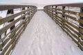 Footsteps on the snow covering a bridge in Utah