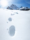 Footsteps on the snow. Royalty Free Stock Photo