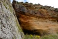 Footwall and Fault at Clashach Cove Royalty Free Stock Photo