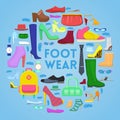 Footwear and Accessories Icons Set with Boots and Shoes