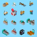 Footwear Factory Isometric Icons Set