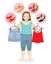 Fat Woman Decide Selecting The Right Shoes For Her Clothing