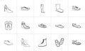 Footwear hand drawn outline doodle icon set. Royalty Free Stock Photo