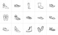 Footwear hand drawn outline doodle icon set. Royalty Free Stock Photo