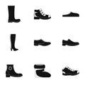 Footwear icons set, simple style