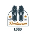 Footwear logo design, estd 1963, vintage badge for shoemaker, shoe shop and shoes repair vector Illustration Royalty Free Stock Photo