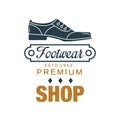 Footwear, premium shop logo, estd 1963 vintage badge for shoemaker, shoe shop and shoes repair vector Illustration Royalty Free Stock Photo