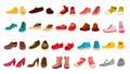 Footwear Set Vector. Stylish Shoes. For Man And Woman. Sandals. Different Seasons. Design Element. Flat Cartoon Isolated