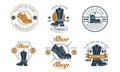 Footwear Store Logo Design Collection, Shoe Shop Premium Quality Badges Vector Illustration on White Background
