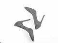Footwear with thin high heels, stiletto shoes, top view. Pair of fashionable high heeled pump shoes. Shoes made out of Royalty Free Stock Photo