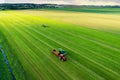 Forage harvester during grass cutting for silage in field. Harvesting biomass crop. Self-propelled Harvester for agriculture Royalty Free Stock Photo