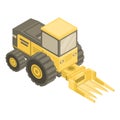 Forage harvester icon, isometric style