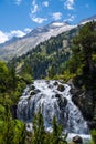 The Forau de Aigualluts waterfall in the Pinineo Valley of Benasque. Frozen captured water Royalty Free Stock Photo